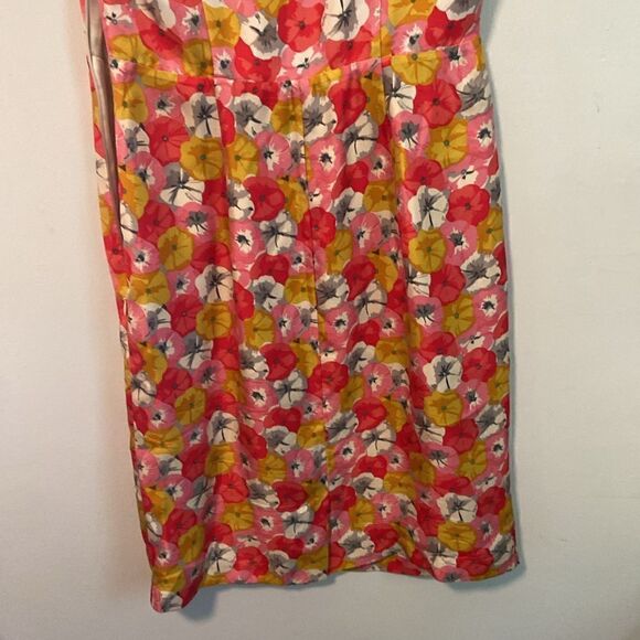 Boden Pink & Yellow Sassy Floral Print 100% Silk Dress Size 2 - Picture 7 of 10